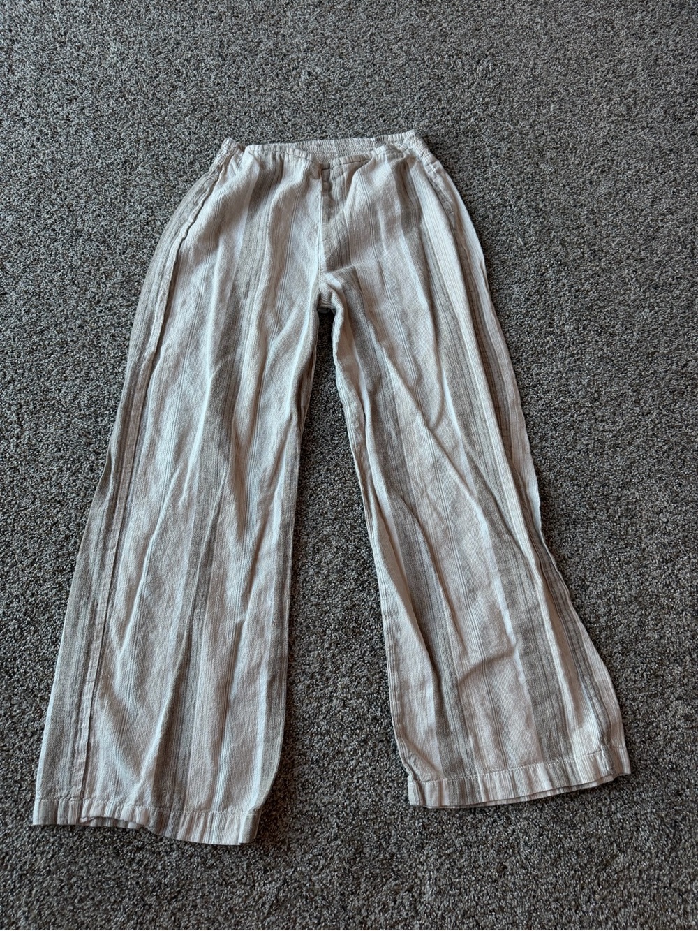 BeachLunchLounge XS Striped Wide Leg Pants Coastal Beach Resort Boho Neutral